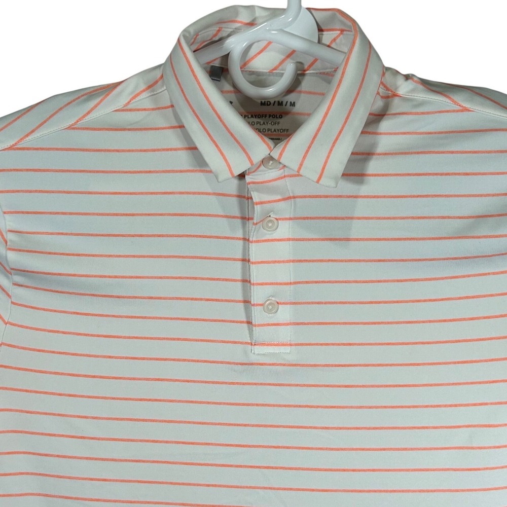 Under Armour Playoff Polo Mens Medium White Orange Striped Summit Country Club